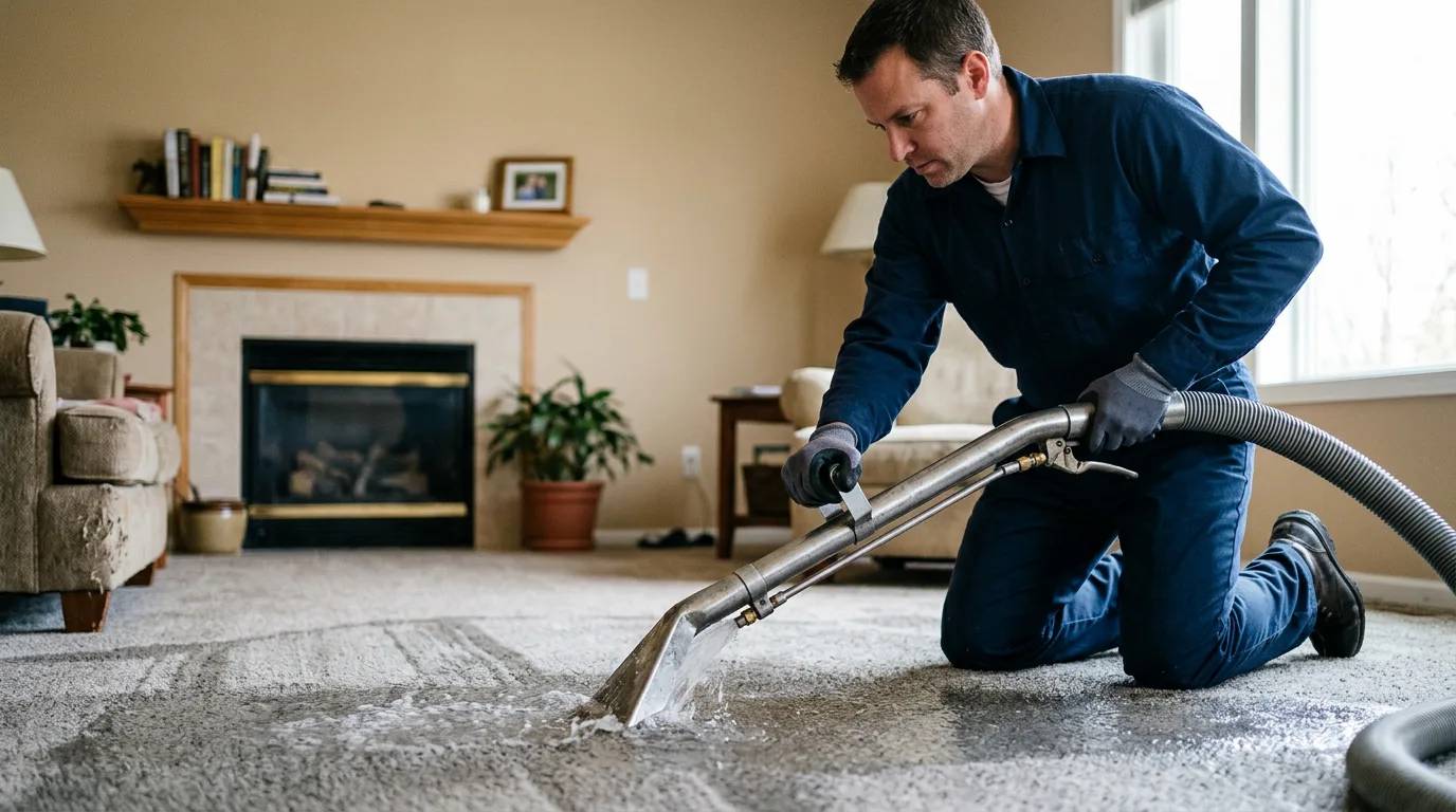 Water damage restoration technician working near Baylis, IL